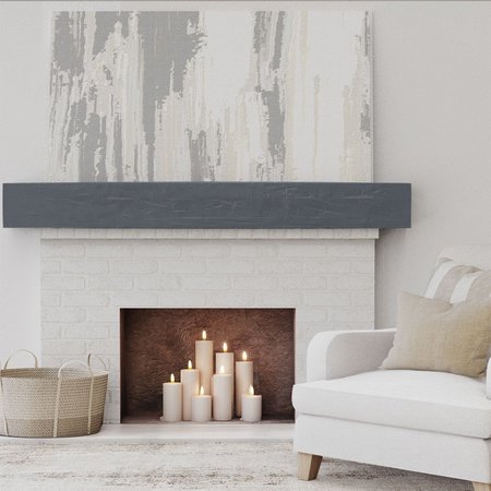 Ekena Millwork Hand Hewn Faux Wood Fireplace Mantel, Vintage Ash, 4"H x 8"D x 84"W MANUHH04X08X84VS